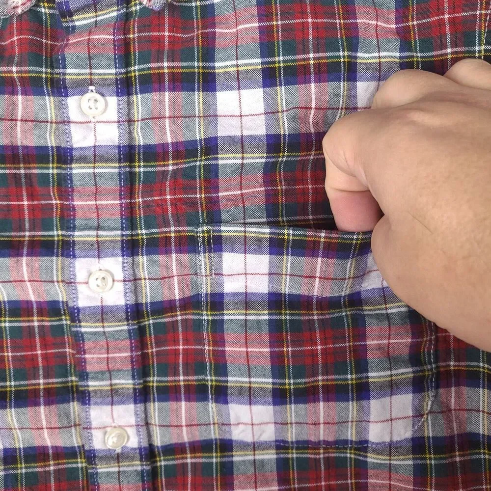 J Crew Shirt Mens Small Slim Plaid The Broken-in Oxford Organic Cotton Button Up